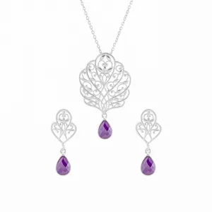 نیم ست نقره زنانه درسان گالری مدل شقایق کد DS706