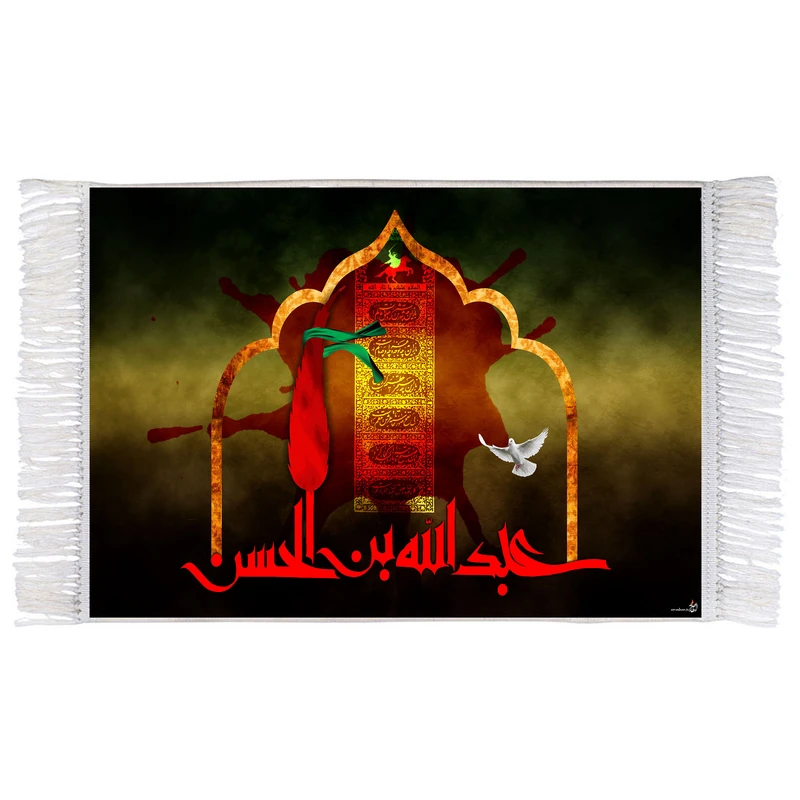 فرش ماشینی دیوارکوب اطلس آبی مدل عبد الله بن الحسن کد T4516