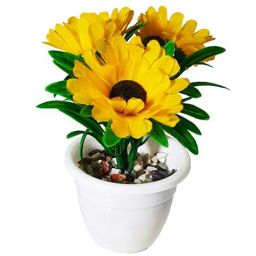 گلدان به همراه گل مصنوعی مدل آفتابگردان کد 03