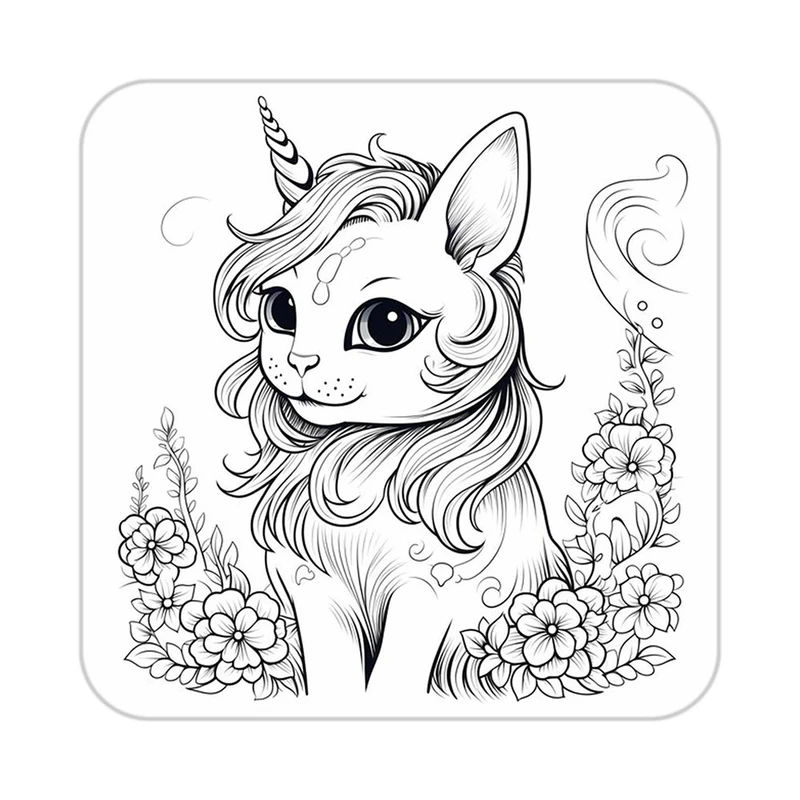 زیر لیوانی کاکتی طرح اسب تک شاخ و یونیکورن مدل mp31138