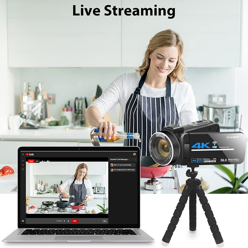 دوربین فیلم برداری کمری مدل 4K 56MP UHD with Night Vision WiFi 18X