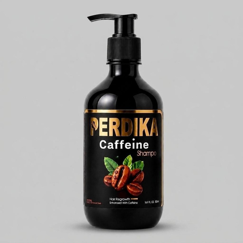 شامپو تقویت‌کننده و ضد ریزش مو پردیکا مدل Caffeine با رایحه کافئین، حجم 500 میلی‌لیتر، مناسب موهای چرب و معمولی، بدون سولفات، حاوی ویتامین‌های E و B5، عصاره مورد و دم اسب، کنترل چربی و تقویت‌کننده