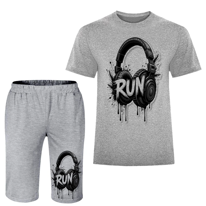 ست تی شرت و شلوارک مردانه مدل هدفون A126