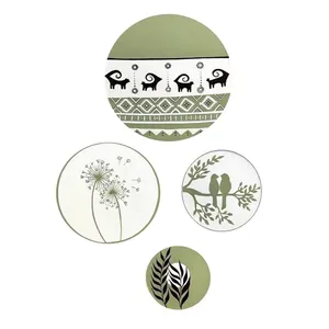 بشقاب دیوارکوب سفالی طرح مینیمال کد ۱۱۱۱ مجموعه 4 عددی 