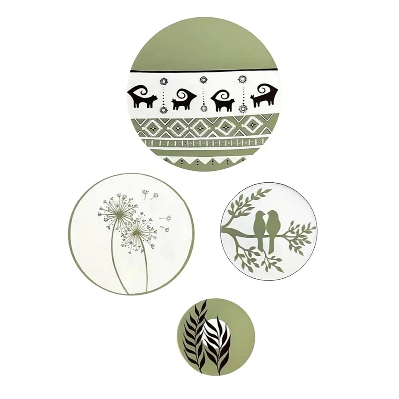 بشقاب دیوارکوب سفالی طرح مینیمال کد ۱۱۱۱ مجموعه 4 عددی 