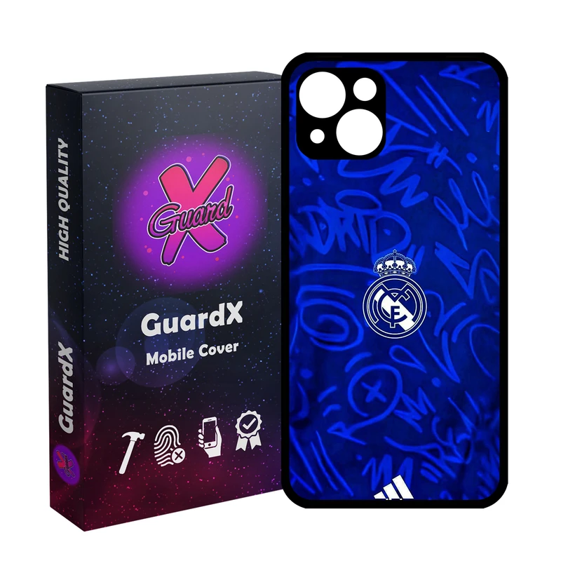 کاور گارد ایکس طرح رئال مادرید مدل Glass10813 مناسب برای گوشی موبایل اپل iPhone 13