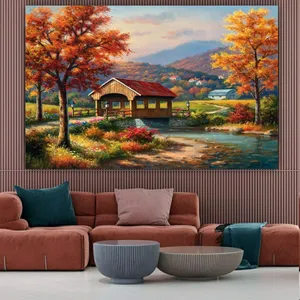 تابلو بوم طرح چرم مخمل مدل طبیعت پاییزی کد BM124
