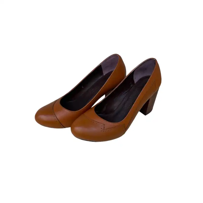 کفش زنانه مدل ژاله چرم طبیعی رنگ عسلی