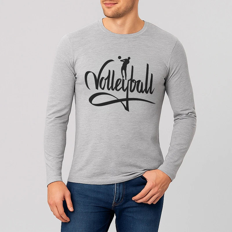 تی شرت آستین بلند مردانه طرح والیبال مدل S262