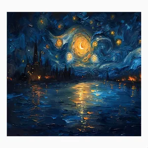 کاغذ دیواری طرح ونگوگ مدل نقاشی شب پرستاره کد SA1002