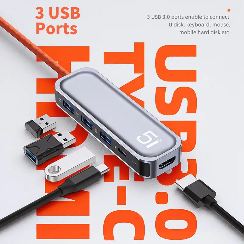 هاب 5 پورت USB-C راک مدل TR16