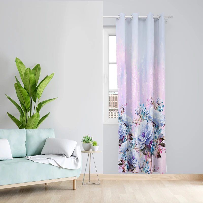 پرده طرح گل مدل مخمل پانچی کد L 1127L Z سایز 140x200 سانتی متر