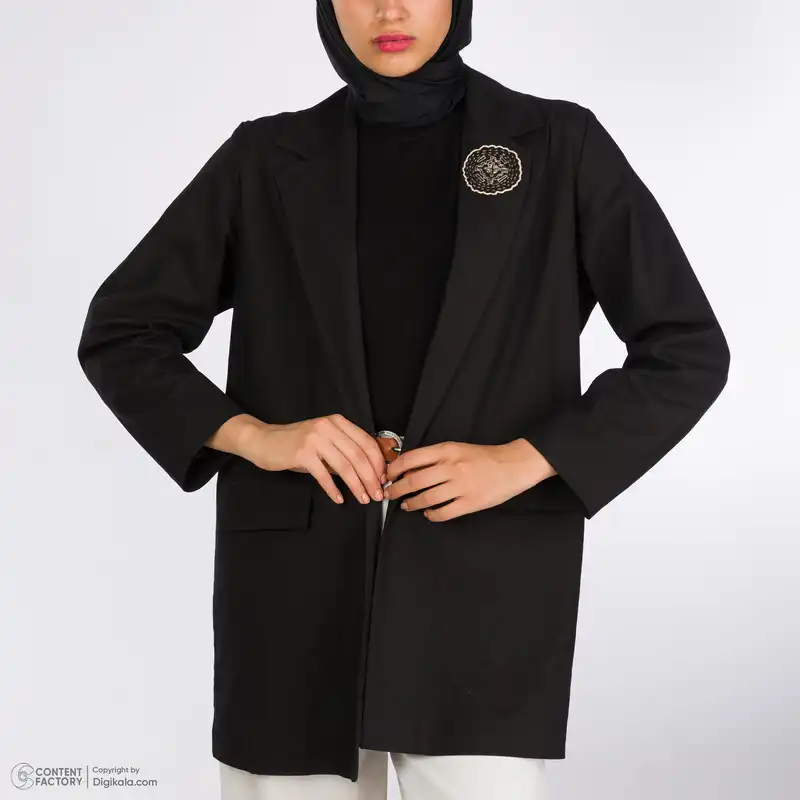 مانتو کتی زنانه دیجی استایل اسنشیال مدل cbe-12 رنگ مشکی