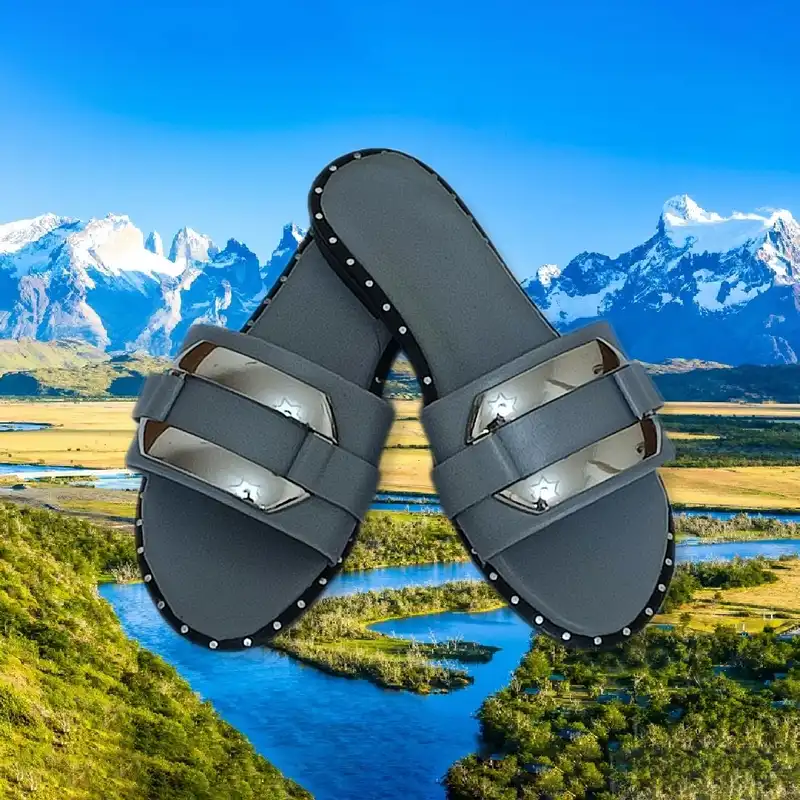 صندل زنانه مدل ورنی رنگ طوسی