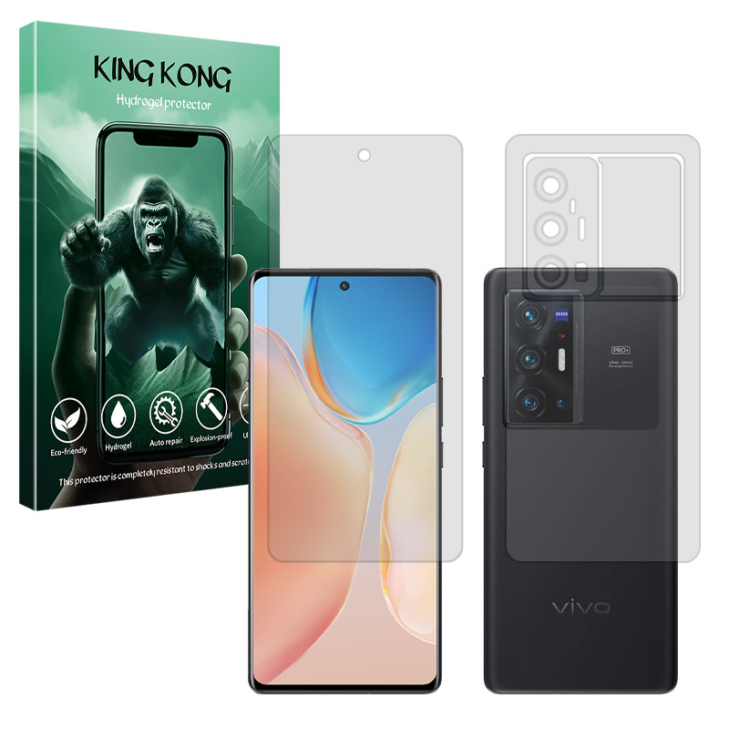 محافظ صفحه نمایش شفاف کینگ کونگ مدل Tough مناسب برای گوشی موبایل ویوو X70 Pro Plus به همراه محافظ پشت گوشی