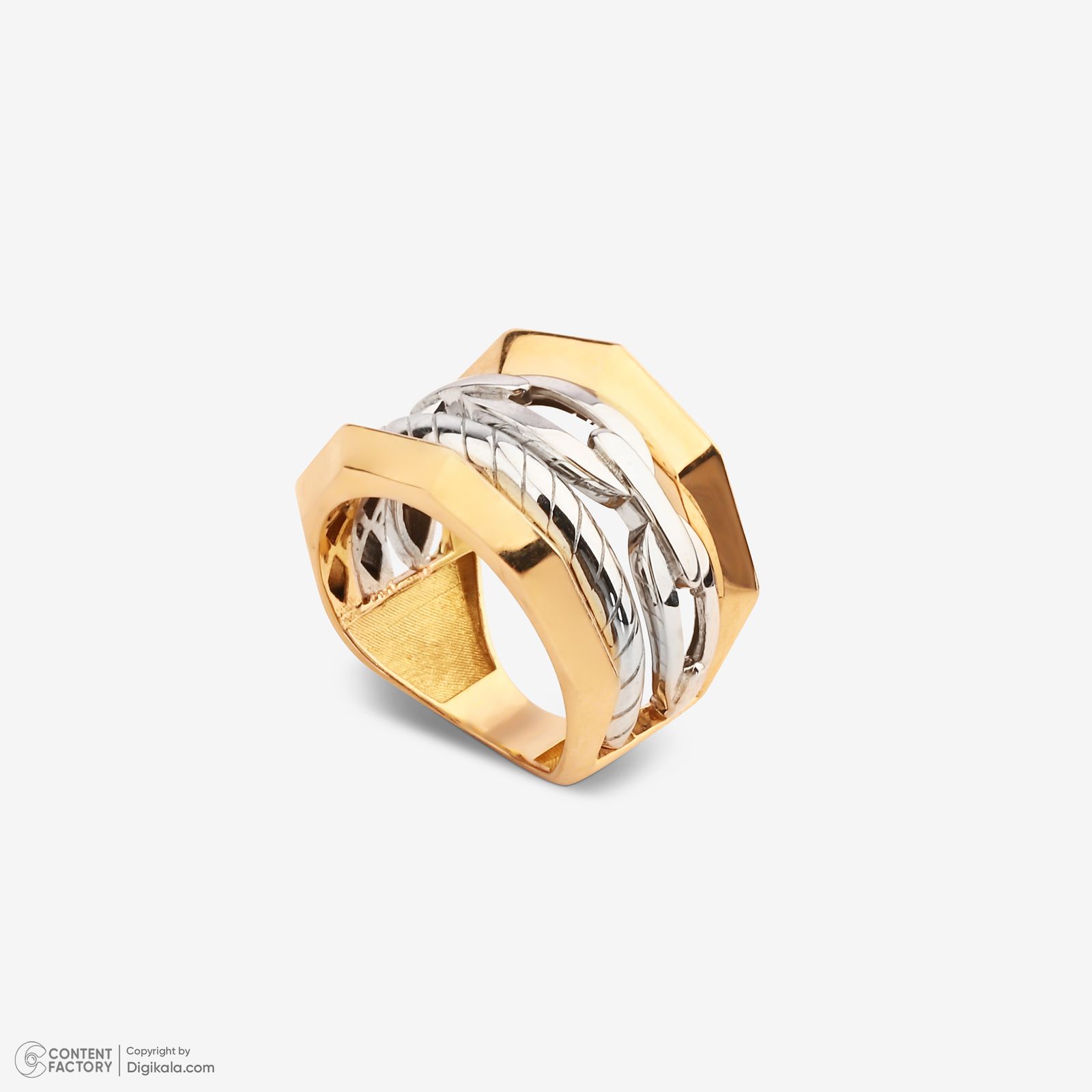 انگشتر طلا کم اجرت 18 عیار زنانه با طرح پورتوفینو گلدم مدل R344012 سایز 56 -  - 4
