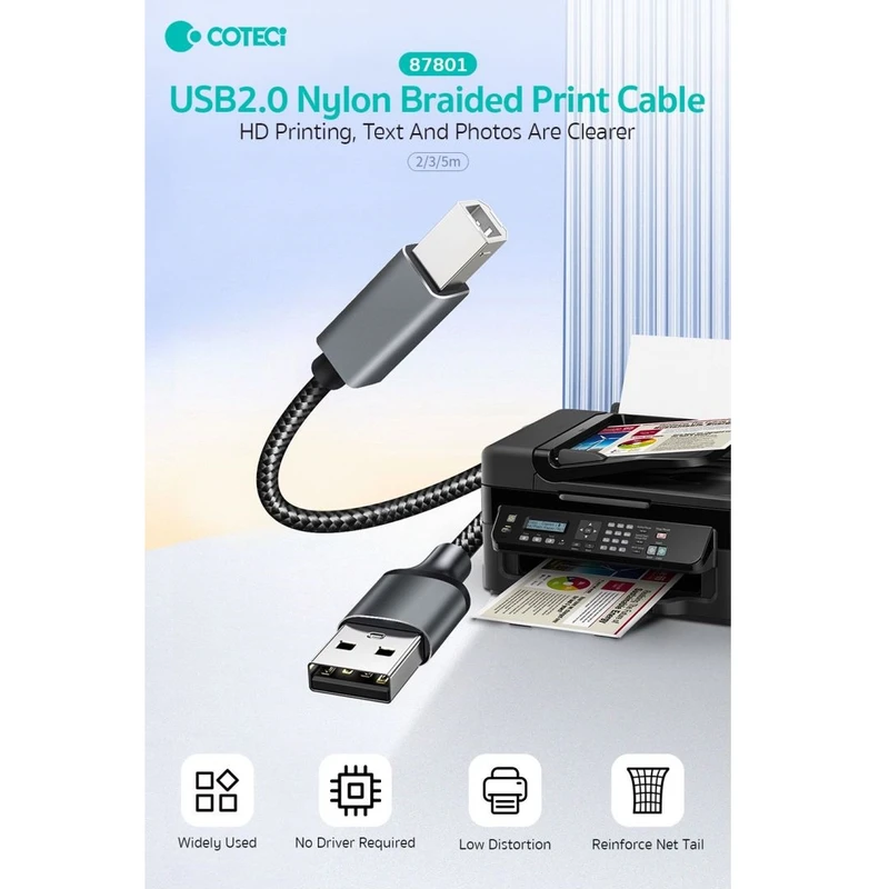 عکس شماره 3 : کابل پرینتر usb کوتتسی مدل 87801 طول 2 متر