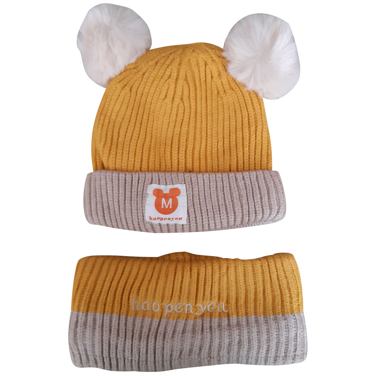 ست کلاه و شال گردن بافتنی بچگانه کد 75