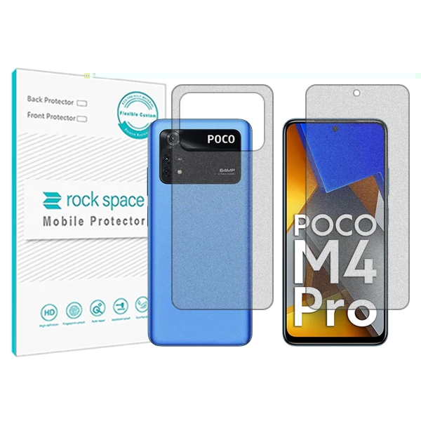 محافظ صفحه نمایش مات راک اسپیس مدل HyMTT مناسب برای گوشی موبایل شیائومی Poco M4 Pro به همراه محافظ پشت 