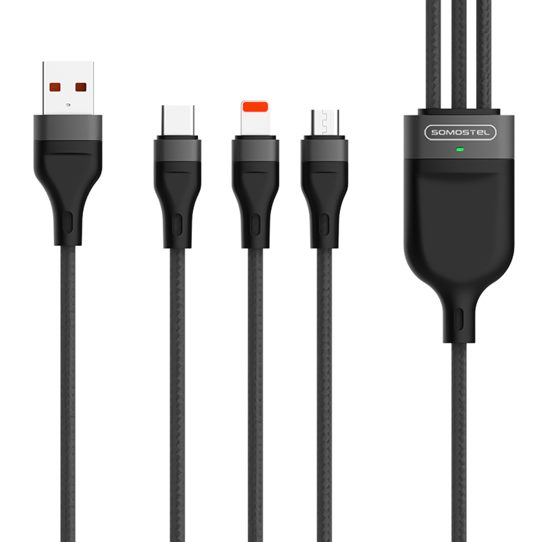 نکته خرید - قیمت روز کابل تبدیل USB به microUSB / USB-C / لایتنینگ سوموس تل مدل BW14 طول 1.2 متر خرید