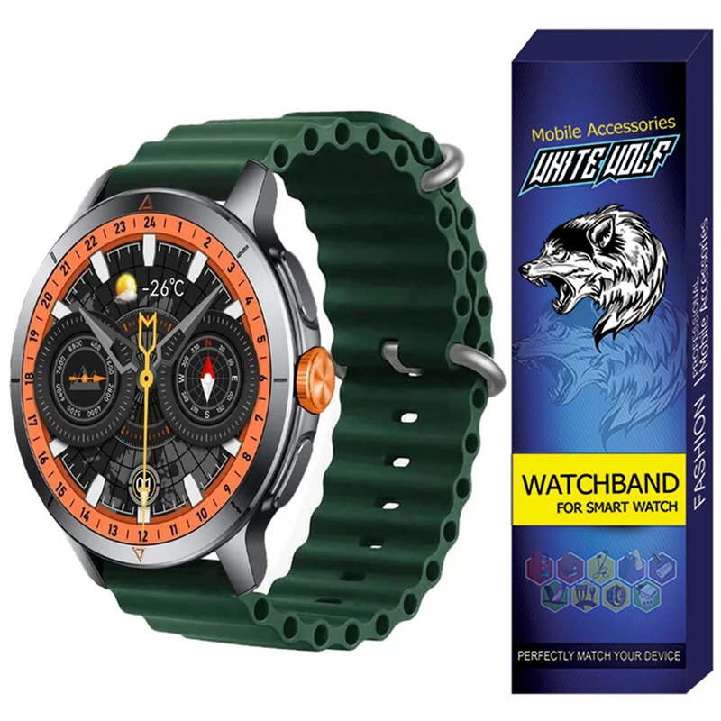 بند وایت ولف مدل WB-Ocean مناسب برای ساعت هوشمند  گلوریمی GX RACE / 22mm
