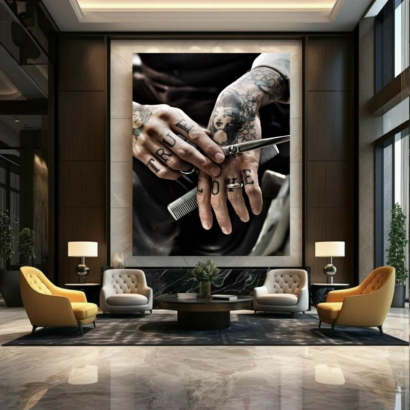 پوستر طرح آرایشگاه مردانه مدل تتو کد BK23942