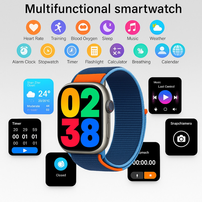 ساعت هوشمند 46 میلی متری مدل M55 Pro Max با بند سیلیکونی به همراه دستبند