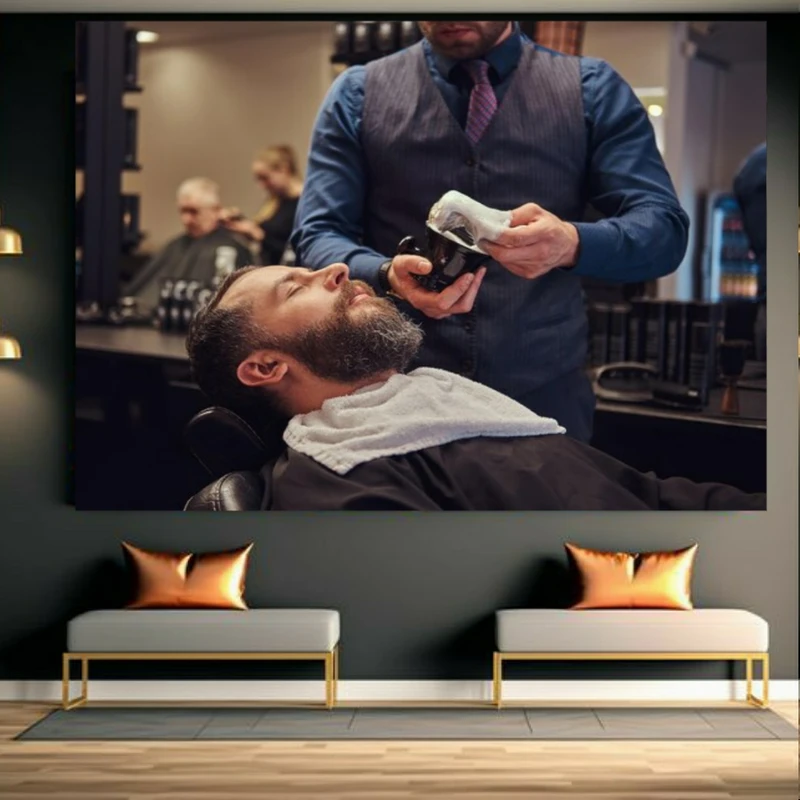 تابلو بوم طرح مخمل آرایشگاه مردانه مدل تیغ ریش کد BK23733