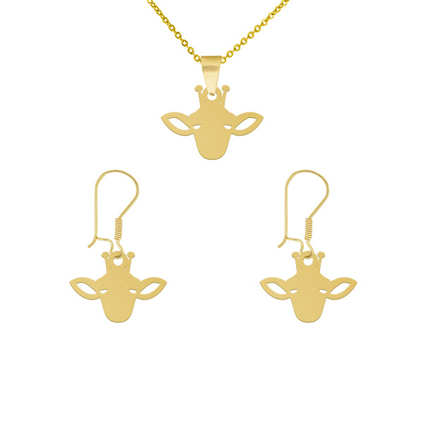 نیم ست طلا 18 عیار زنانه طلای کامک مدل 04 طرح زرافه