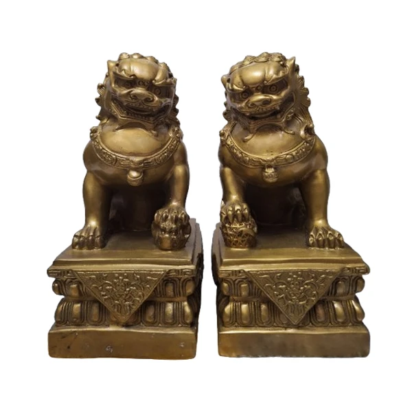 مجسمه برنزی مدل شیر فو بسته 2 عددی