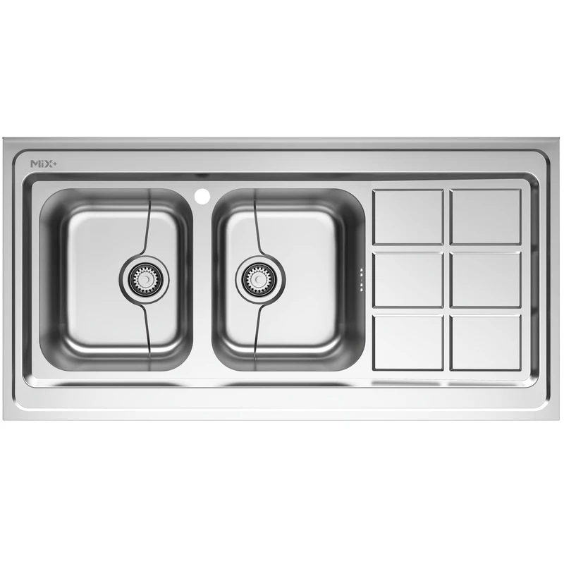 سینک ظرفشویی استیل روکار دو لگنه میکس پلاس مدل 9032-P