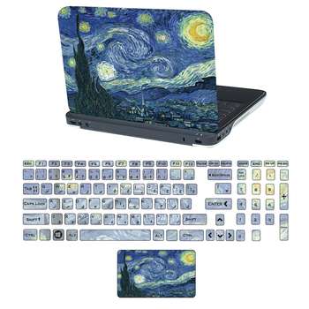 استیکر لپ تاپ تُکتم مدل شب پر ستاره کد 4005 مناسب برای لپ تاپ 15.6 اینچ به همراه برچسب حروف فارسی