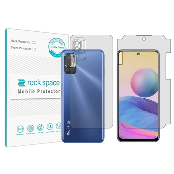 محافظ صفحه نمایش شفاف راک اسپیس مدل HyGEL مناسب برای گوشی موبایل شیائومی Redmi Note 10 5G به همراه محافظ پشت