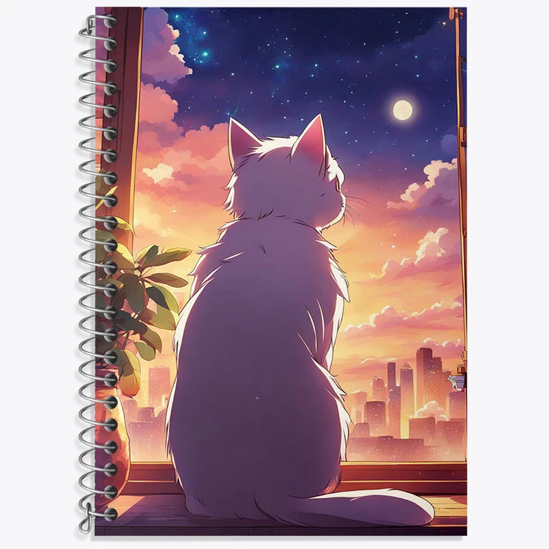 دفتر زبان 50 برگ خندالو مدل دو خط طرح گربه (Cat) کد N2001