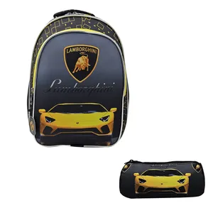 کوله پشتی سیی مدل ماشین لامبورگینی کد 2144.6 به همراه جامدادی مجموعه 2 عددی