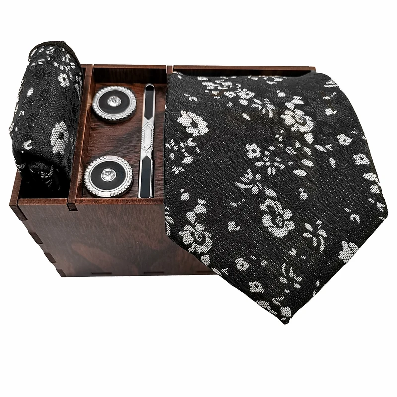 ست کراوات و دستمال جیب و دکمه سردست و گیره کراوات مردانه مدل 719