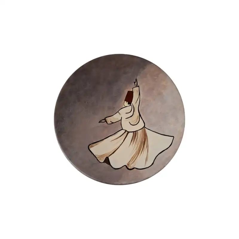 بشقاب دیوارکوب سفالی طرح رقص سماع مجموعه 3 عددی