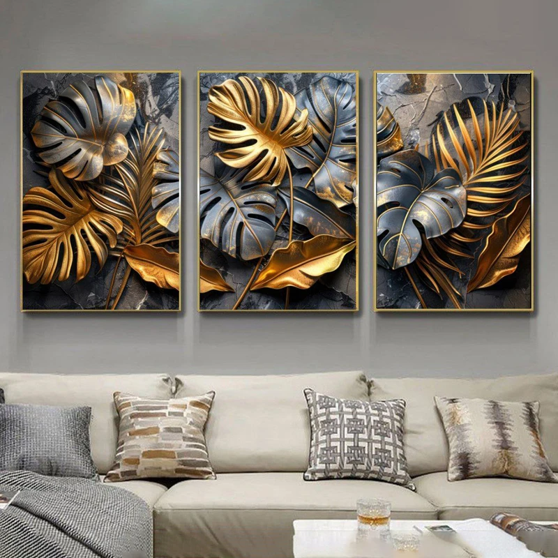 تابلو آتریسا طرح گل مدرن مدل AT00731 مجموعه 3 عددی 