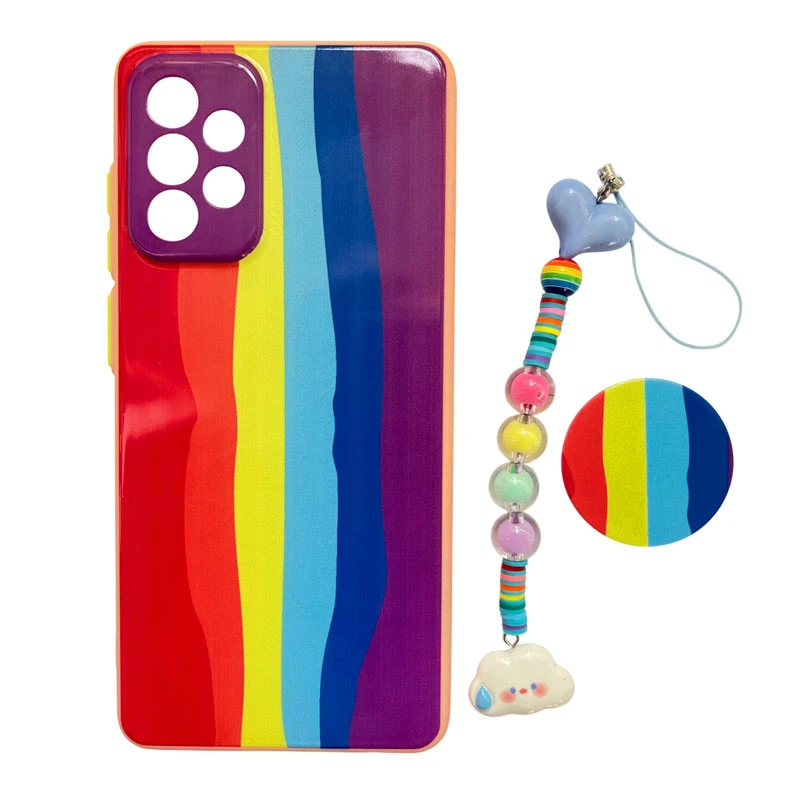 کاور طرح آبرنگ کد A11808 مناسب برای گوشی موبایل سامسونگ Galaxy A72 4G / A72 5G به همراه بند آویز و پایه نگهدارنده