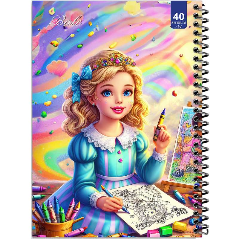 دفتر نقاشی 40 برگ انتشارات بله طرح دختر طراح کد A4-K166