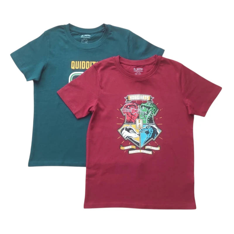 تی‌شرت آستین کوتاه پسرانه هری پاتر مدل A00 مجموعه 2 عددی
