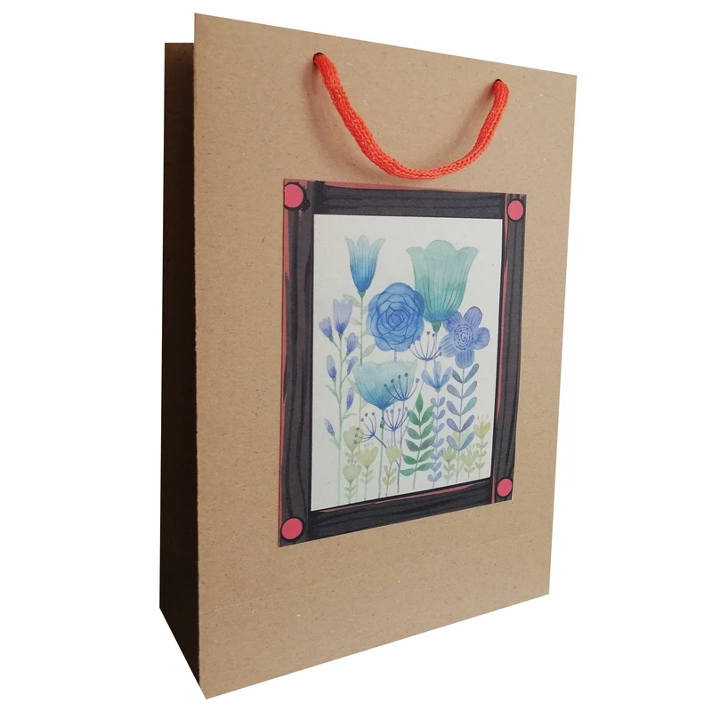 پاکت هدیه مدل گلهای آبی 