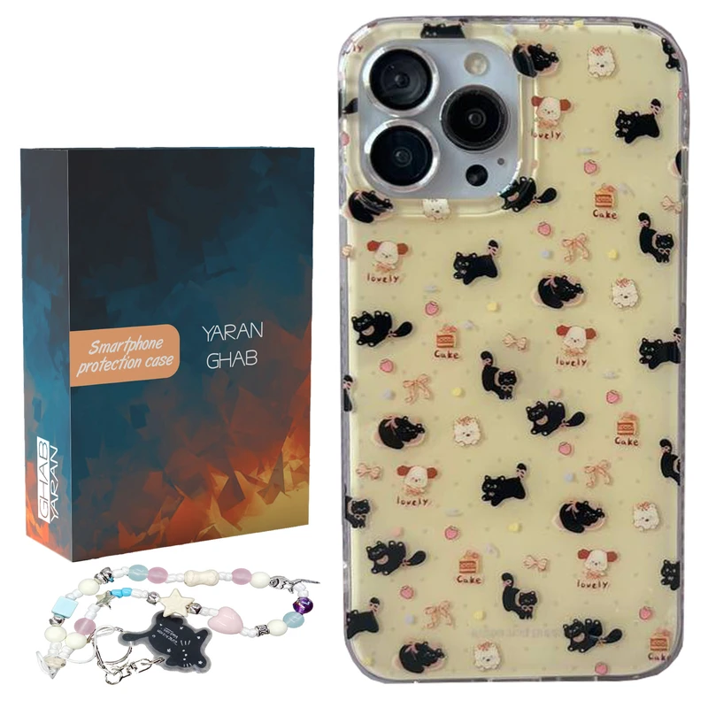 کاور قاب یاران مدل بچه گربه مناسب برای گوشی موبایل اپل iPhone 15 Pro به همراه بنداویز