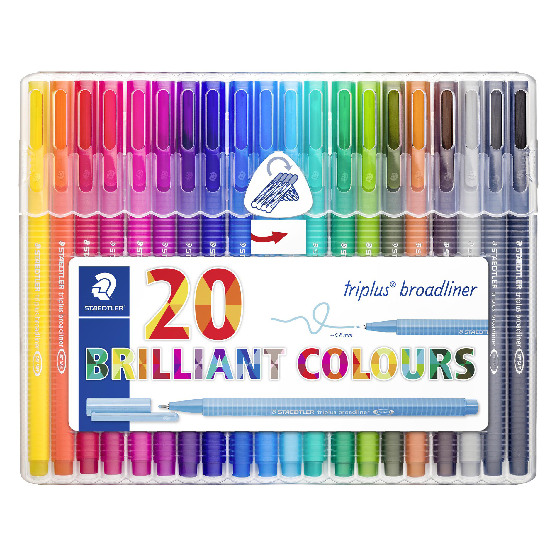 روان نویس استدلر کد 334SB20 مدل Triplus Broadliner Brilliant Colours بسته 20 عددی