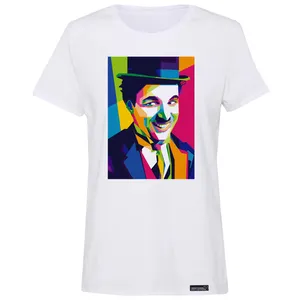 تی شرت آستین کوتاه زنانه 27 مدل Charlie Chaplin Painting کد MH960