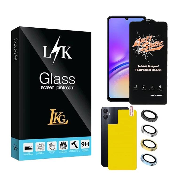 محافظ صفحه نمایش ال کا جی مدل LKK Antistatic مناسب برای گوشی موبایل سامسونگ Galaxy A05 4G به همراه محافظ پشت گوشی و محافظ لنز
