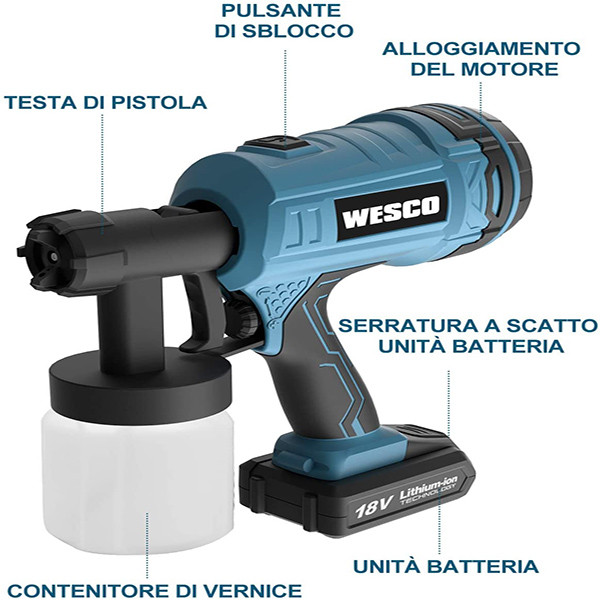 پیستوله برقی وسکو مدل WESCO کد 9488 ظرفیت 800 میلی لیتر پیستوله برقی وسکو مدل WESCO کد 9488 ظرفیت 800 میلی لیتر