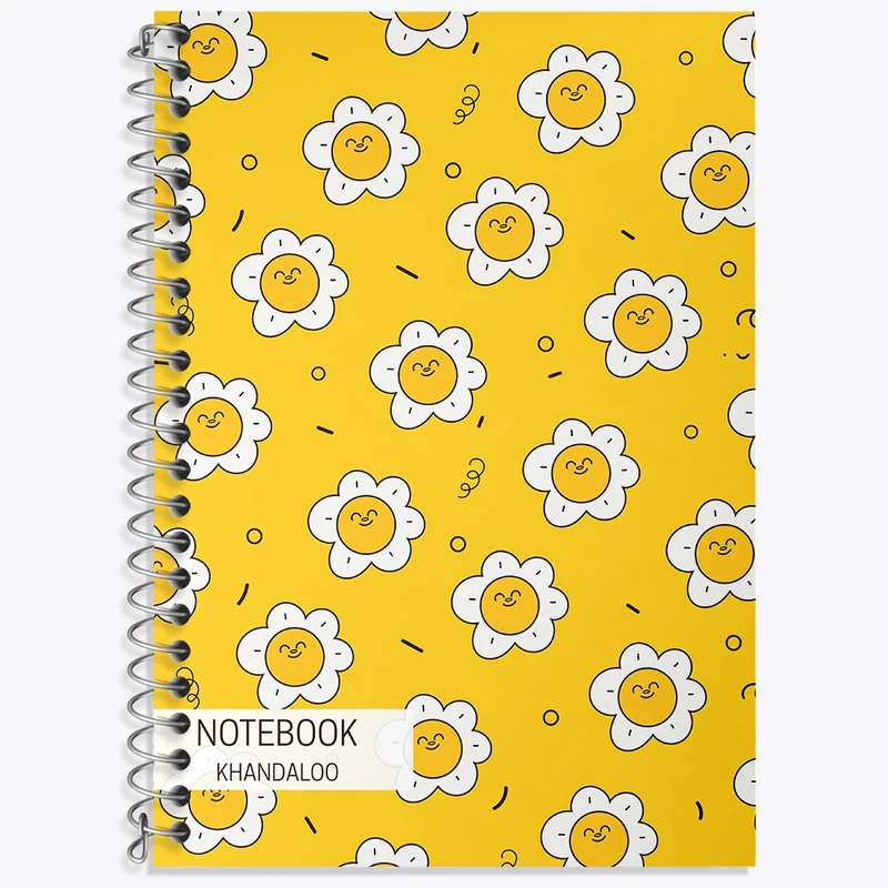 دفتر زبان 50 برگ خندالو مدل دو خط طرح گل زرد کد N390