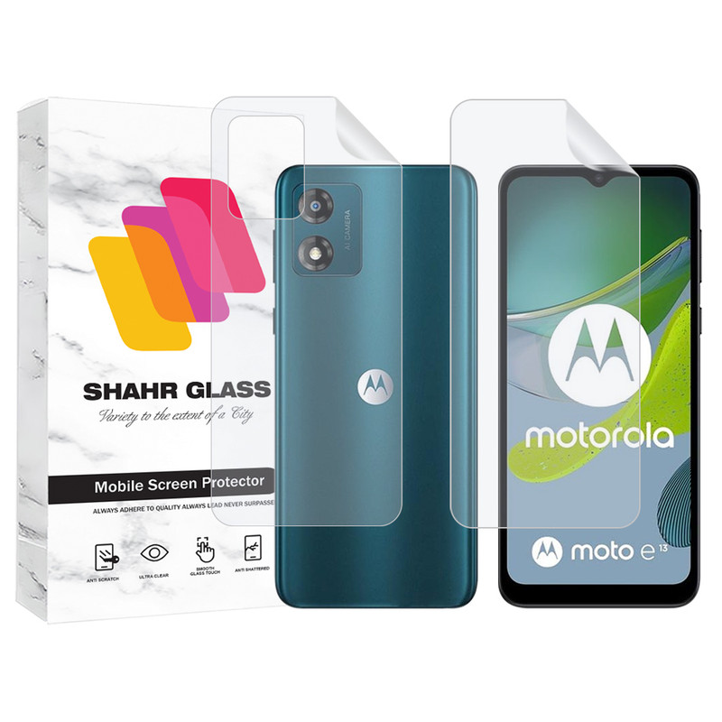 محافظ صفحه نمایش شهر گلس مدل MTNANFBSH مناسب برای گوشی موبایل موتورولا Moto E13 به همراه محافظ پشت گوشی