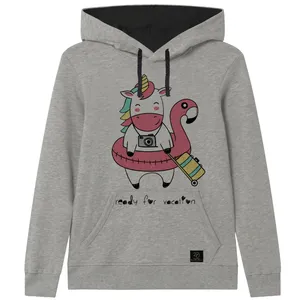 هودی دخترانه 27 مدل VACATION کد J52 رنگ طوسی